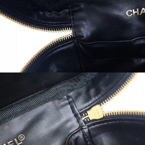 CHANEL CC Logo Bicolore Vanity Hand Bag Leather Black GHW Italy authentic - Picture 15 of 15